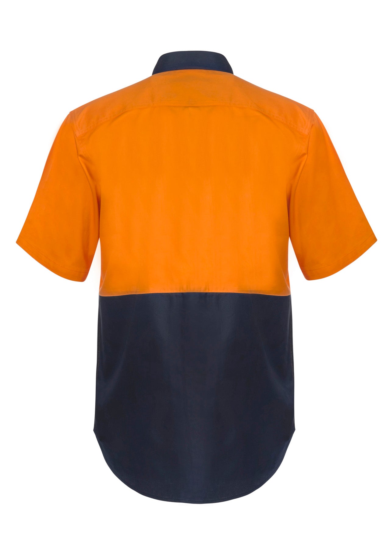 Workcraft WS3063 Hi Vis Short Sleeve Cotton Drill Industrial Laundry Shirt With Press Studs in Orange/Navy
