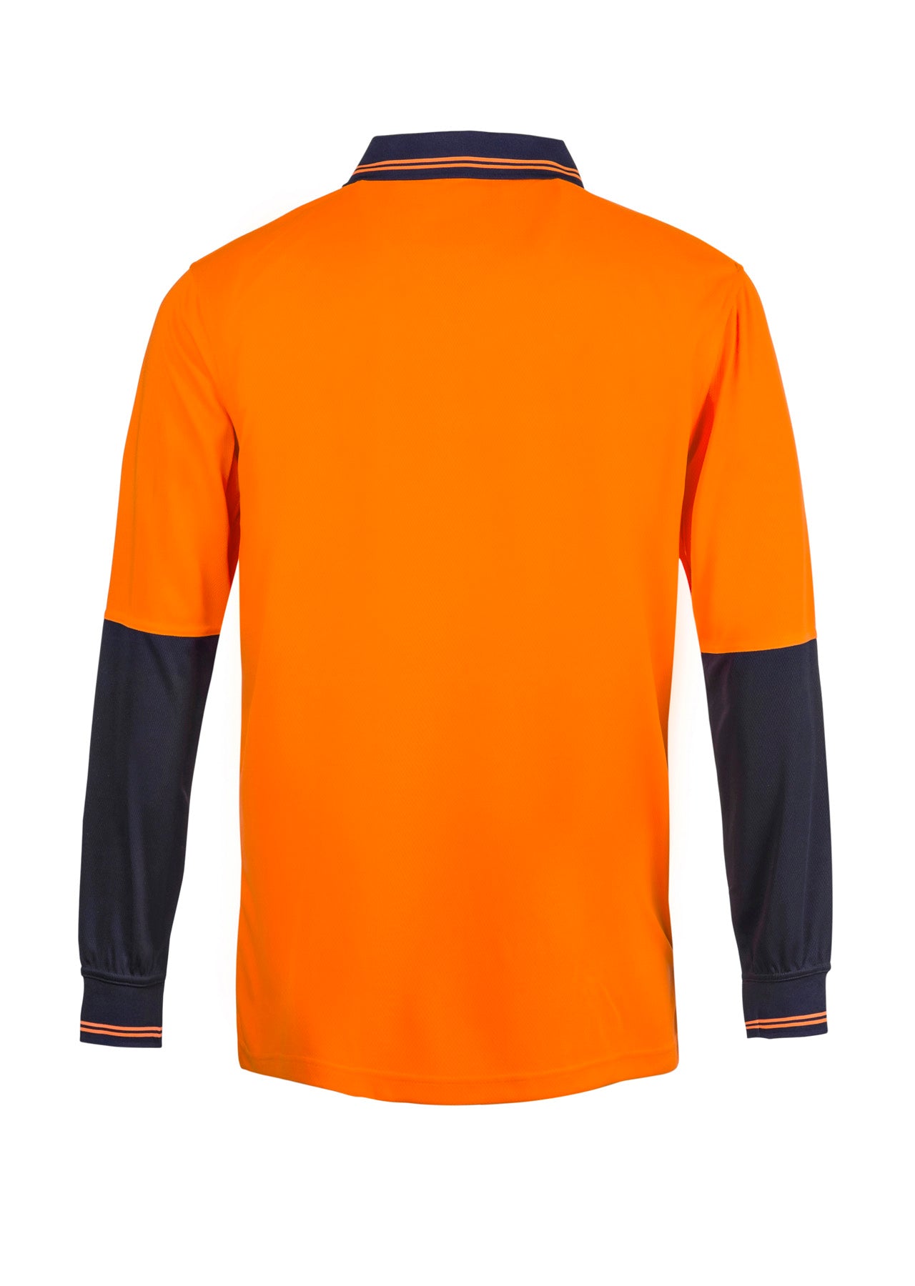 Workcraft WSP202 Hi Vis Long Sleeve Micromesh Polo With Pocket in Orange/Navy
