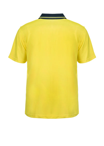 Workcraft WSP205 Hi Vis Short Sleeve Food Industry Micromesh Polo in Yellow/Navy