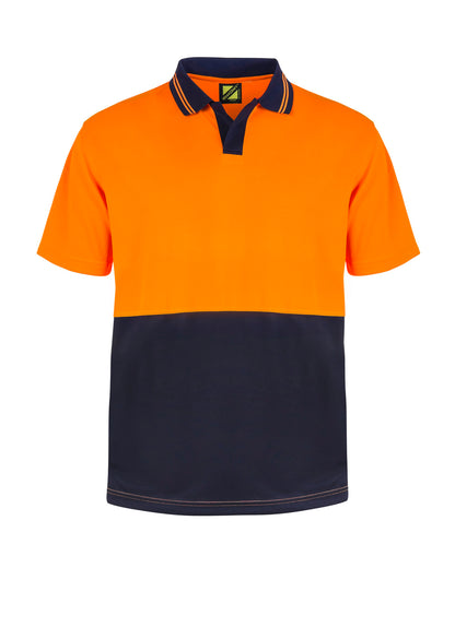 Workcraft WSP205 Hi Vis Short Sleeve Food Industry Micromesh Polo in Orange/Navy