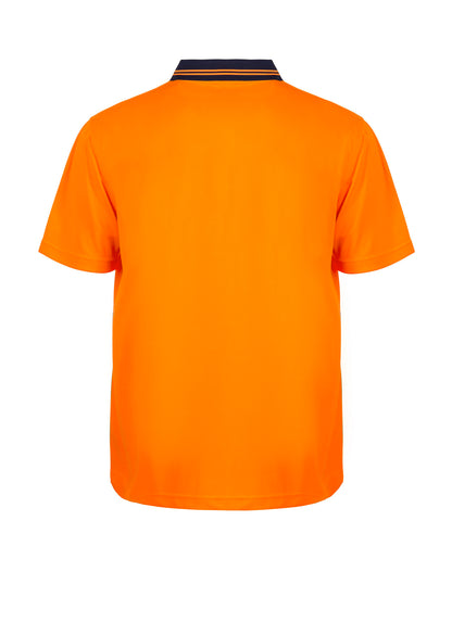 Workcraft WSP205 Hi Vis Short Sleeve Food Industry Micromesh Polo in Orange/Navy