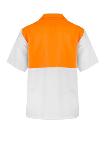 Workcraft WS3008 Hi Vis Short Sleeve Food Industry Jacshirt in Orange/White