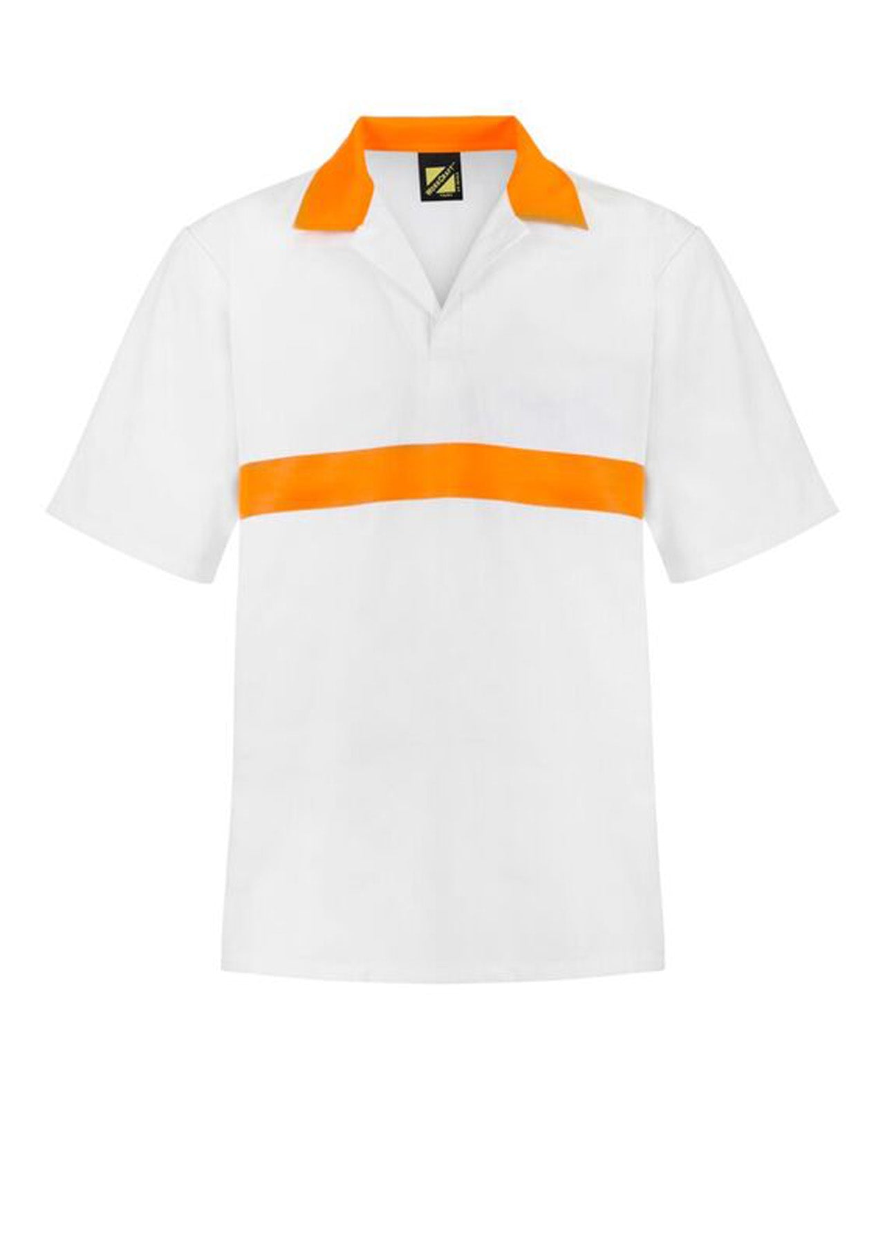 Workcraft WS3007 Short Sleeve Food Industry Jacshirt With Contrast Collar And Chestband in White / Orange