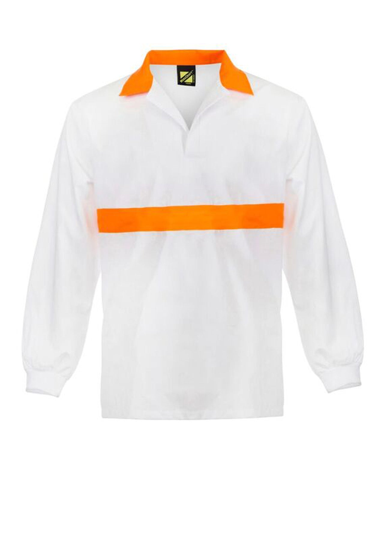 Workcraft WS3003 Long Sleeve Food Industry Jacshirt With Contrast Collar And Chestband in White / Orange