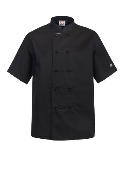 Chefscraft CJ033 Classic Chef Jacket -SS in Black Jkt / Black Buttons