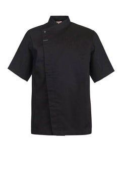 Chefscraft CJ041 Short Sleeve Chefs Tunic With Concealed Front in Black