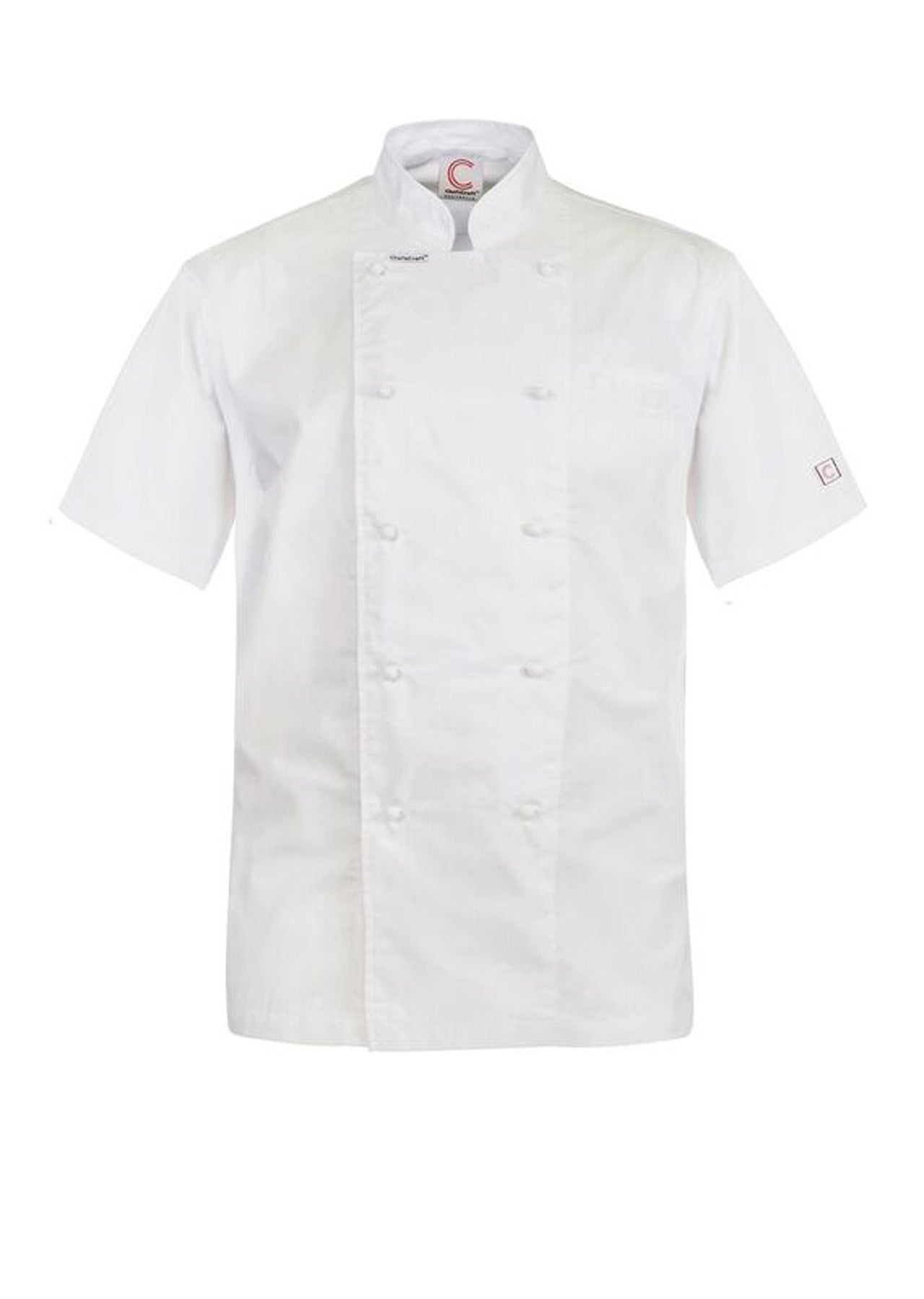 Chefscraft CJ049 Lightweight Executive Short Sleeve Chefs Jacket in White Jkt / White Buttons