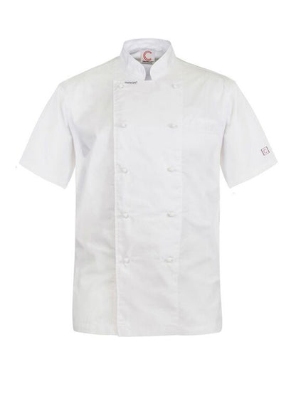 Chefscraft CJ049 Lightweight Executive Short Sleeve Chefs Jacket in White Jkt / White Buttons