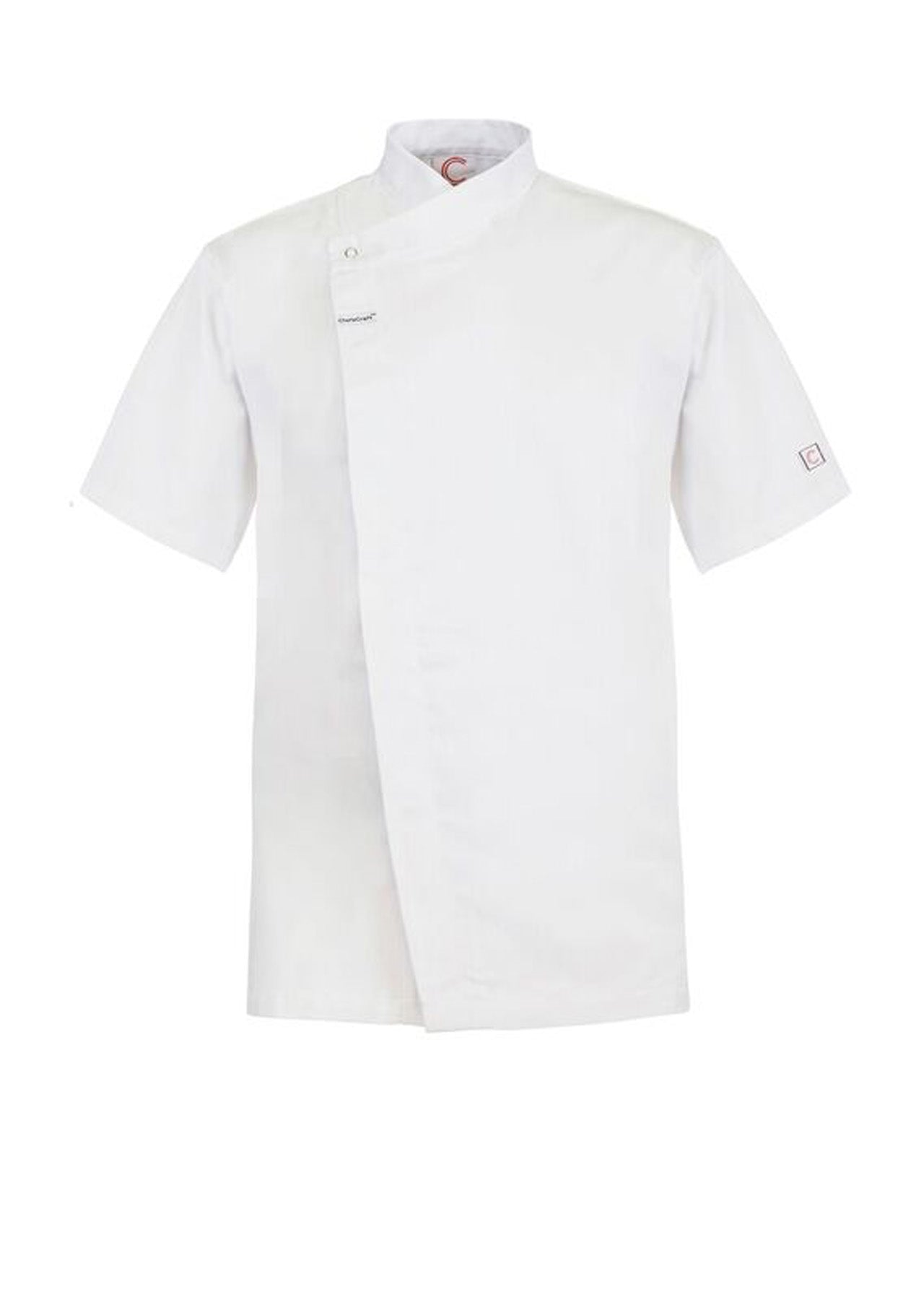 Chefscraft CJ041 Short Sleeve Chefs Tunic With Concealed Front in White