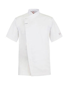 Chefscraft CJ041 Short Sleeve Chefs Tunic With Concealed Front in White