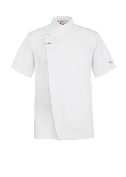 Chefscraft CJ041 Short Sleeve Chefs Tunic With Concealed Front in White