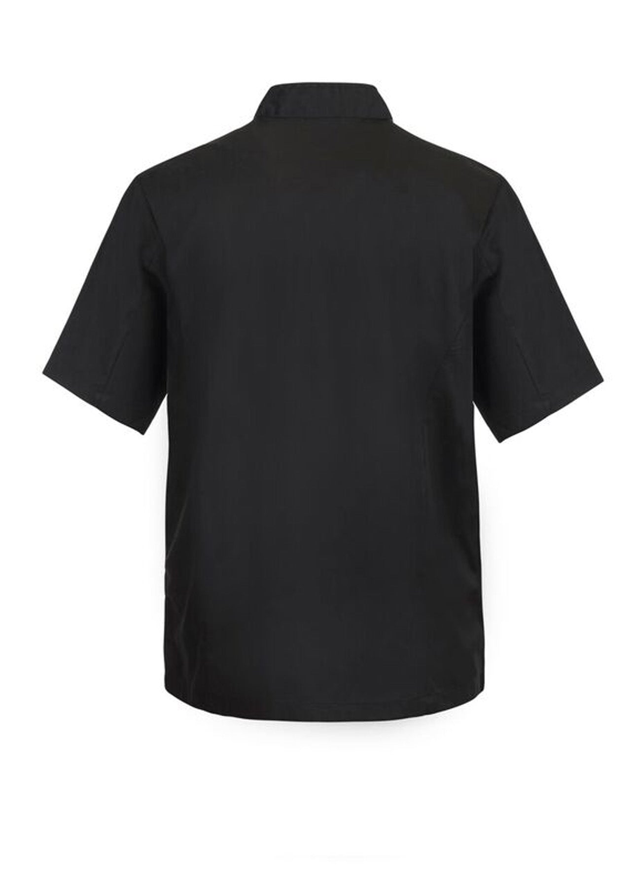 Chefscraft CJ049 Lightweight Executive Short Sleeve Chefs Jacket in Black Jkt / Black Buttons