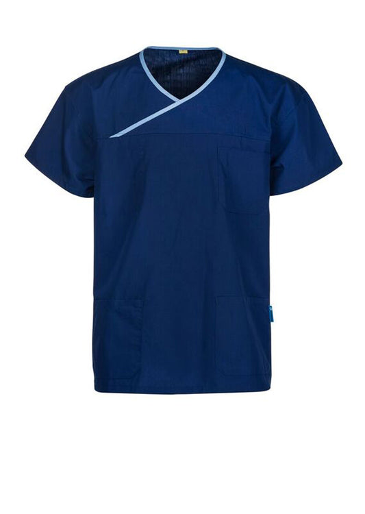 Medi-8 M88010 Reversible Scrub Top in Dark Blue / Mid Blue