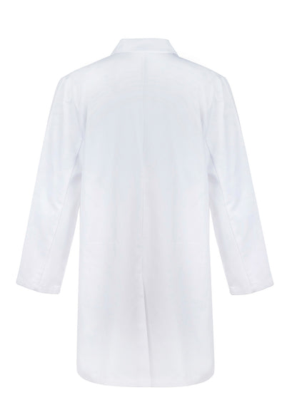 Workcraft WJ057 Long Sleeve Dustcoat With Patch Pockets in Mid Blue, White