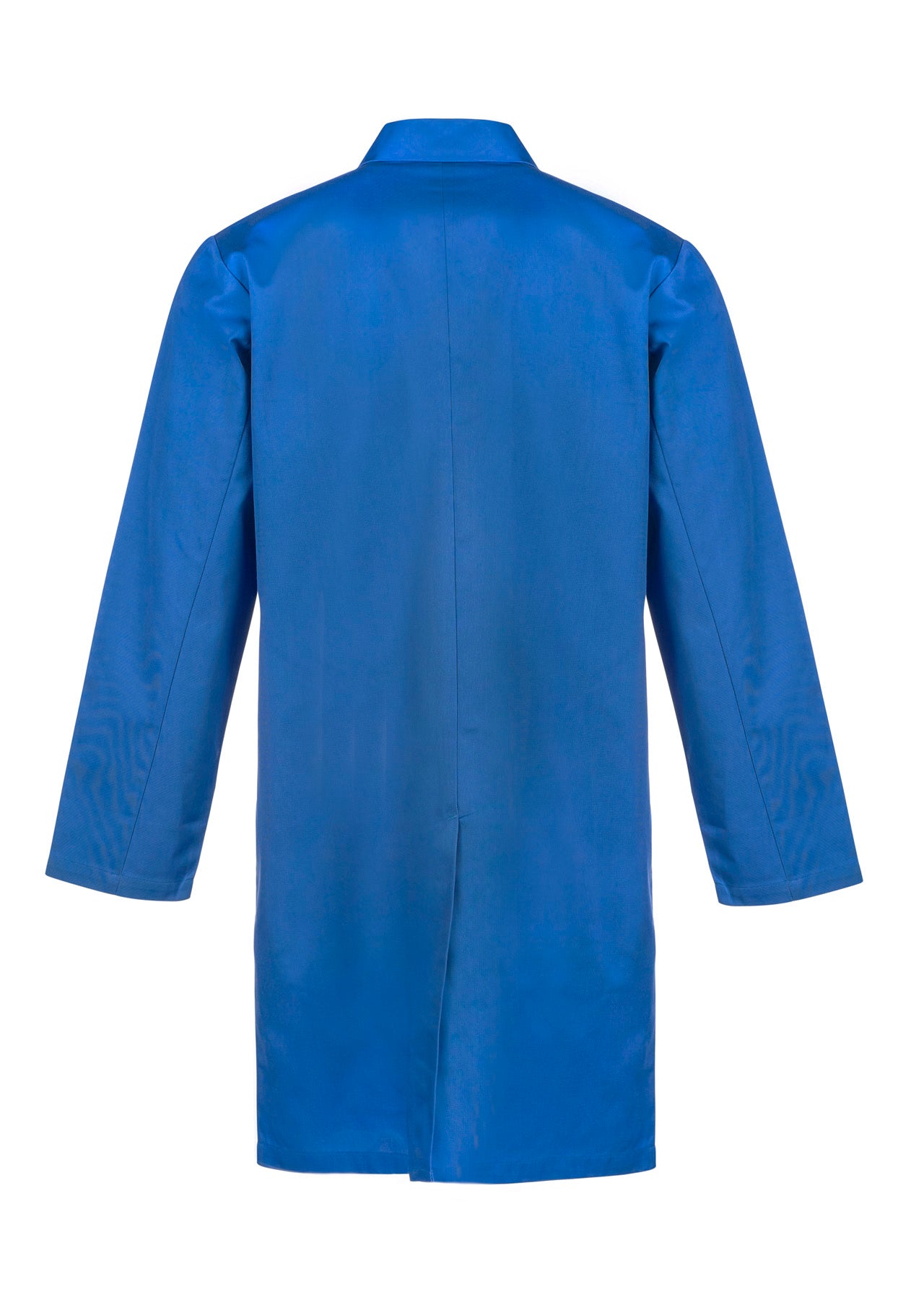 Workcraft WJ057 Long Sleeve Dustcoat With Patch Pockets in Mid Blue