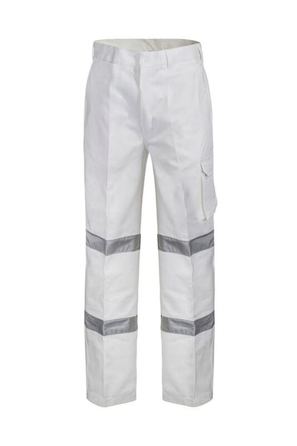 Workcraft WP3223 Mens Reflective Cargo Cotton Drill Trouser in White