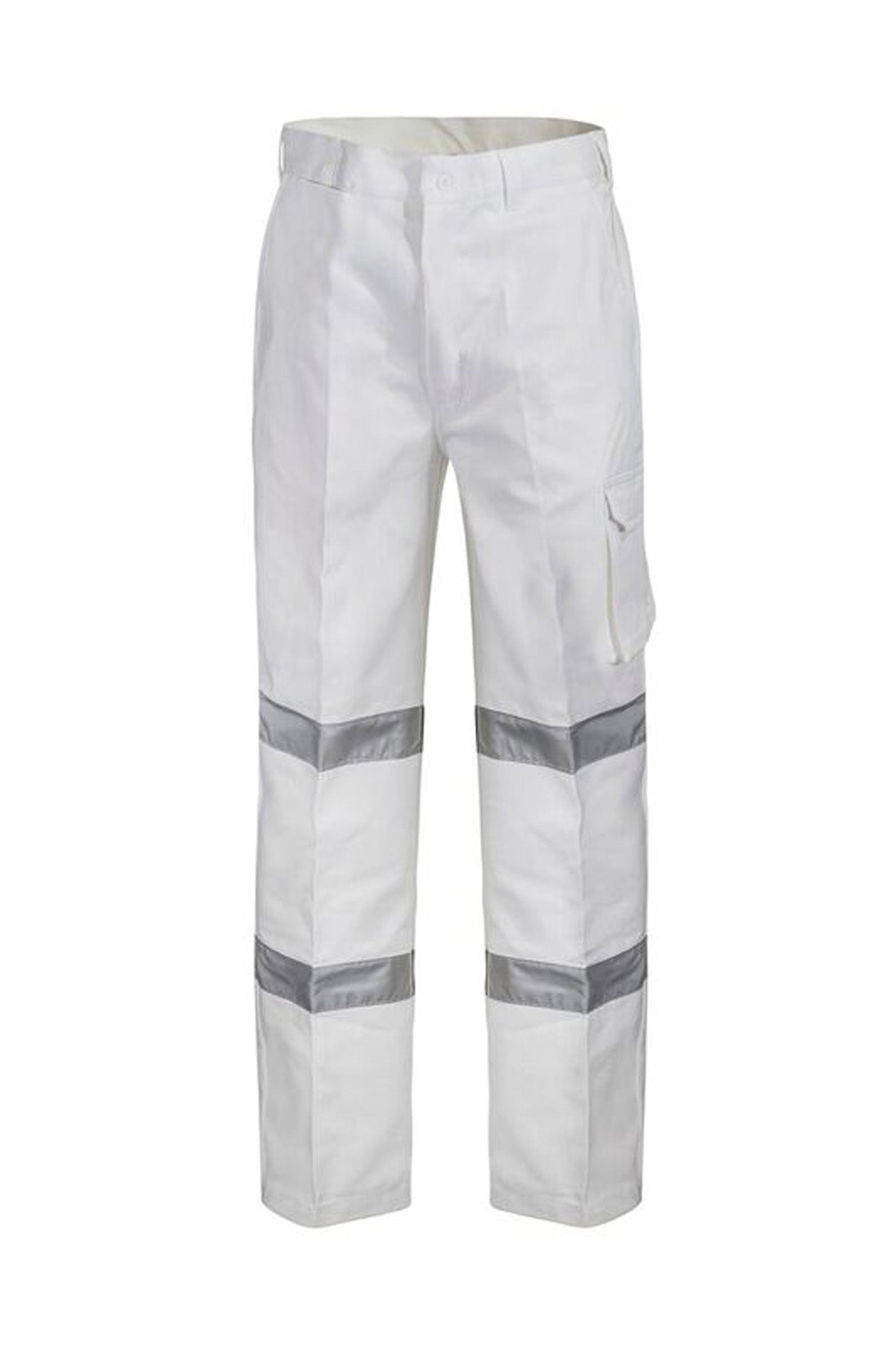 Workcraft WP3223L Mens Reflective Cargo Cotton Drill Trouser-Long in White