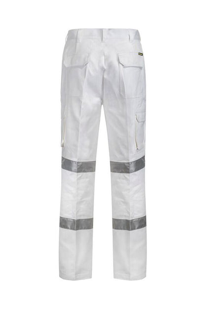 Workcraft WP3223 Mens Reflective Cargo Cotton Drill Trouser in White