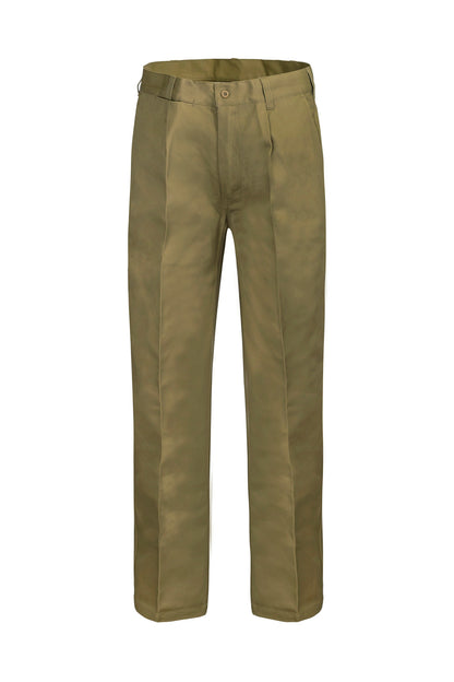 Workcraft WP3041L Mens Single Pleat Cotton Pant Long in Khaki