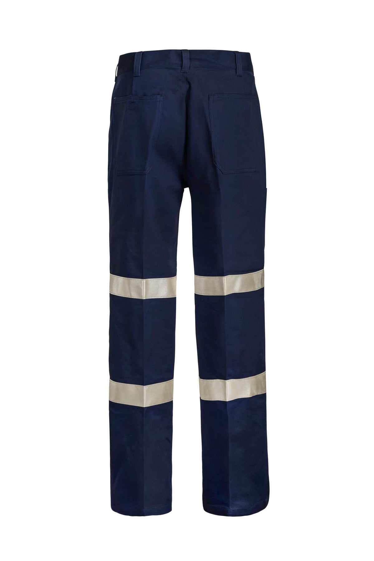 Workcraft WP3045L Mens Reflective Single Pleat Cotton Drill Industrial Laundry Trouser Long in Navy