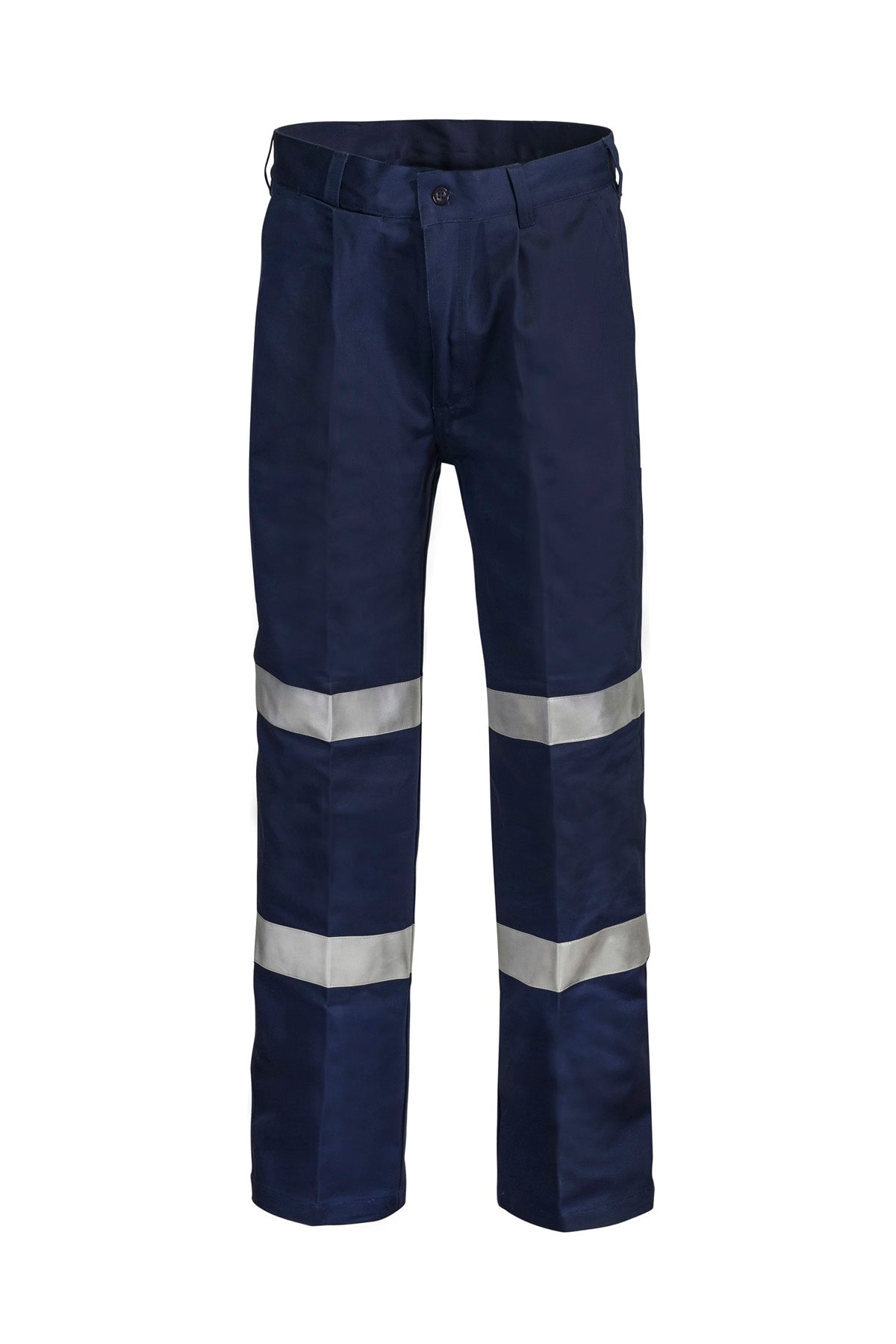 Workcraft WP4006 Mens Reflective Single Pleat Cotton Drill Trouser in Navy