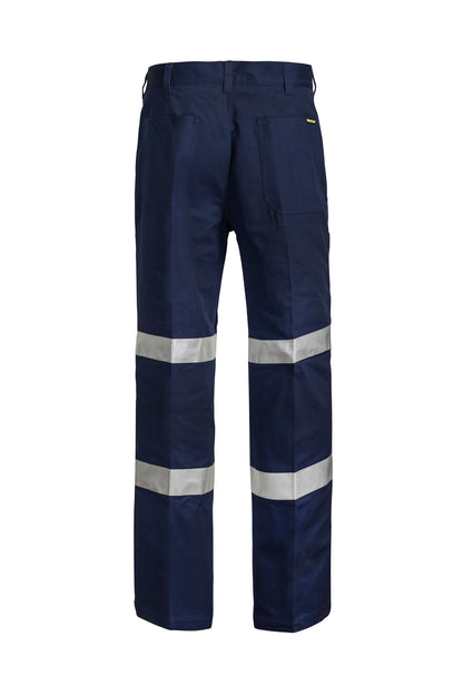 Workcraft WP4006 Mens Reflective Single Pleat Cotton Drill Trouser in Navy