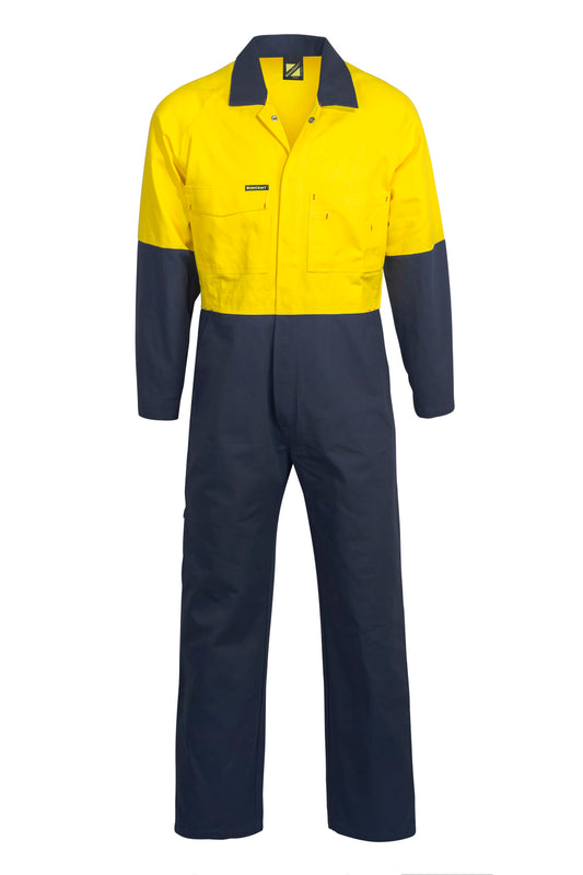 Workcraft WC3051 Mens Hi Vis Cotton Drill Coveralls in Orange/Navy
