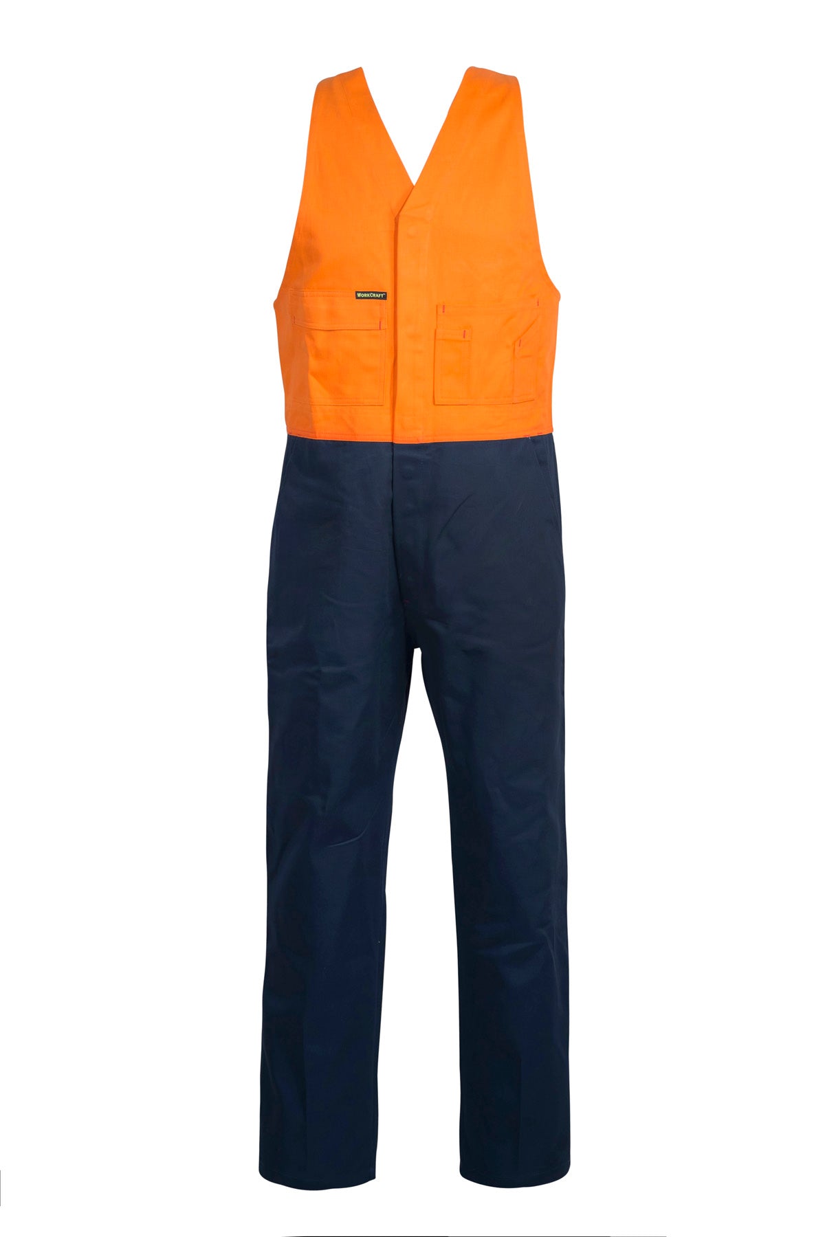 Workcraft WR3063 Mens Cotton Drill Roughall With Elastic Straps in Orange/Navy