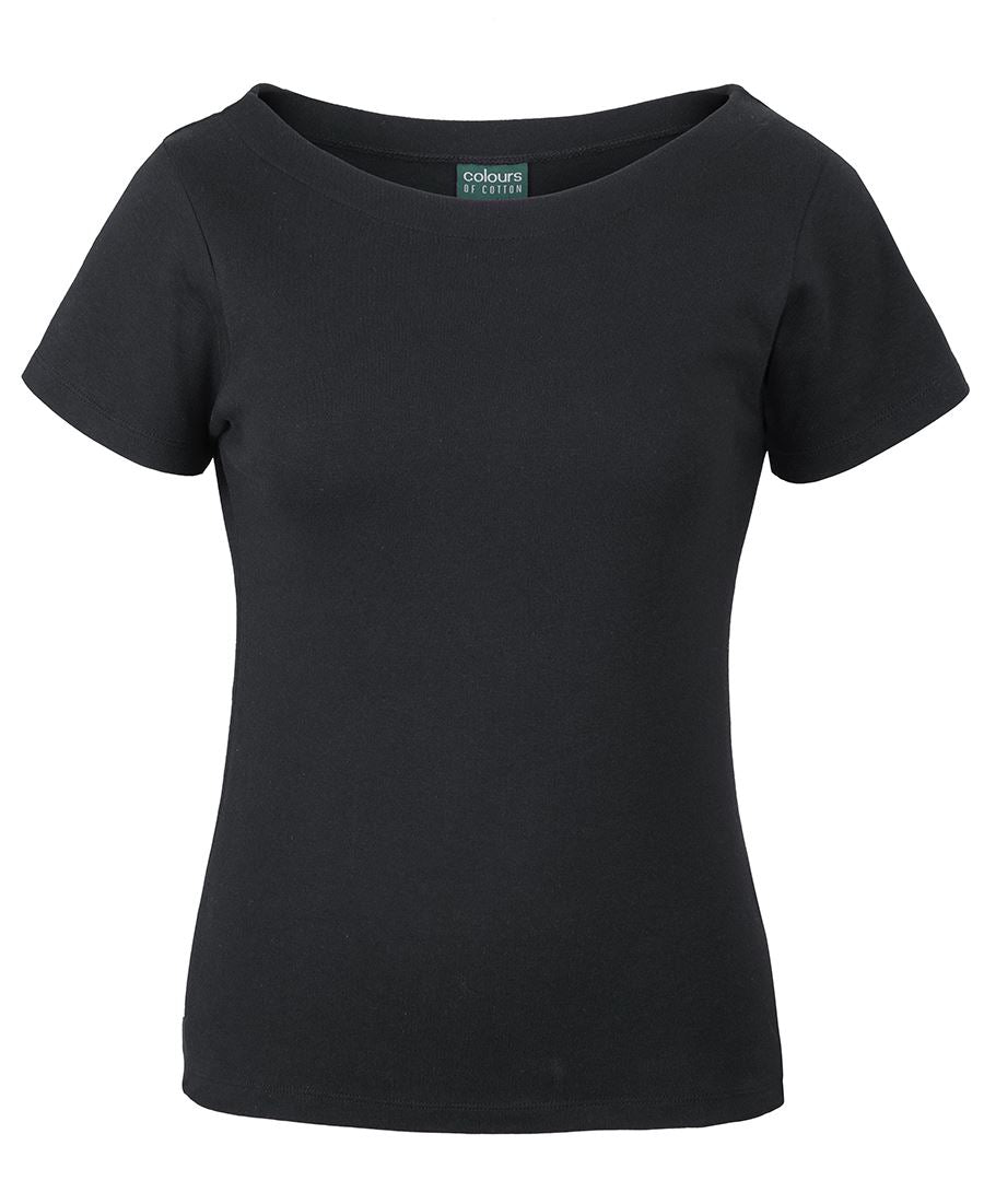 C of C Ladies S/S Boat Neck Tee Black