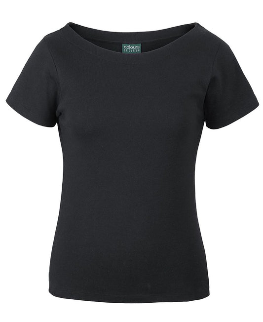 C of C Ladies S/S Boat Neck Tee Black