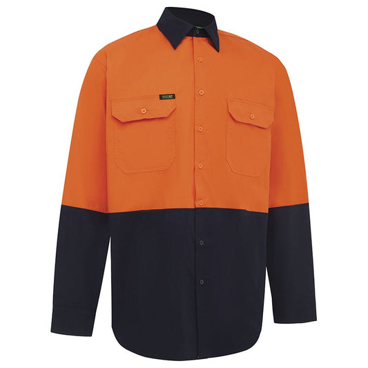 WORKIT Workwear Hi Vis Lightweight Long Sleeve Adjustable Cuff Shirt