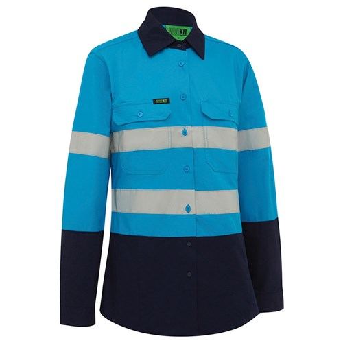 WORKIT Workwear Hi Vis Womens 2 Tone Lightweight Taped Shirt
