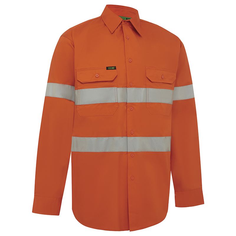 WORKIT Workwear Hi Vis Lightweight Long Sleeve Adjustable Cuff Taped Shirt