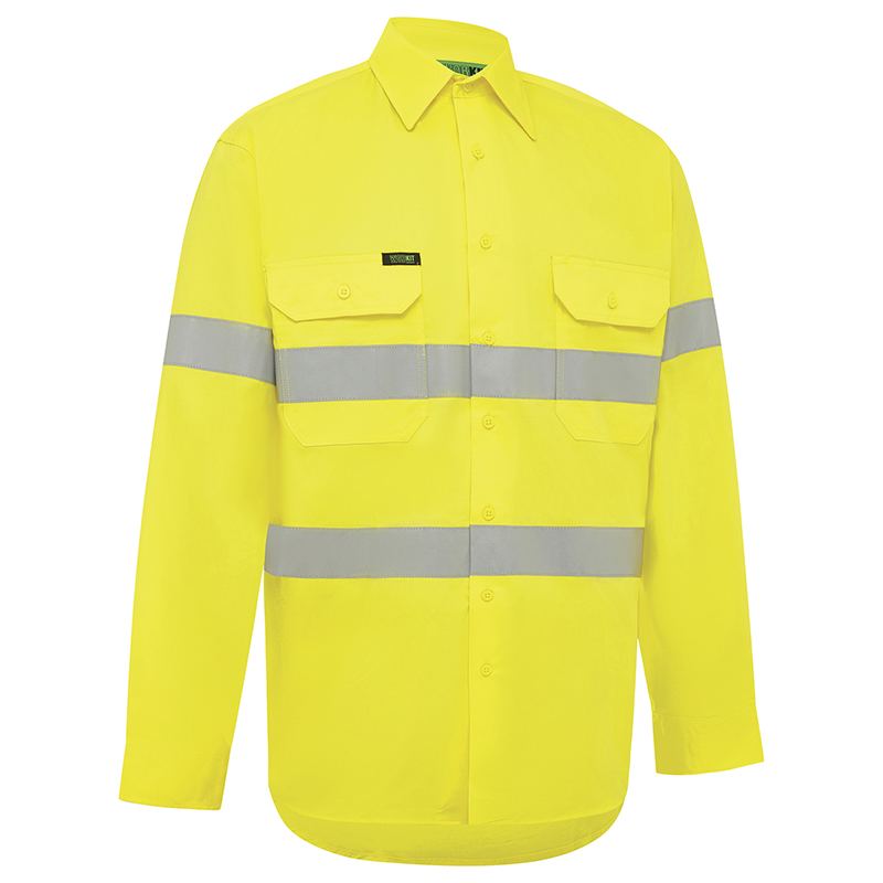 WORKIT Workwear Hi Vis Lightweight Long Sleeve Adjustable Cuff Taped Shirt