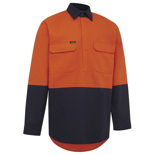 WORKIT Workwear Hi Vis 2 Tone Closed Front Dual Weight Welders Shirt