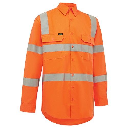WORKIT Workwear Hi Vis Lightweight VIC Rail Taped Shirt