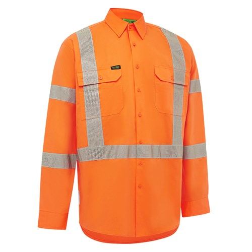 WORKIT Workwear Hi Vis 2 Tone Closed Front Dual Weight Welders Taped Shirt