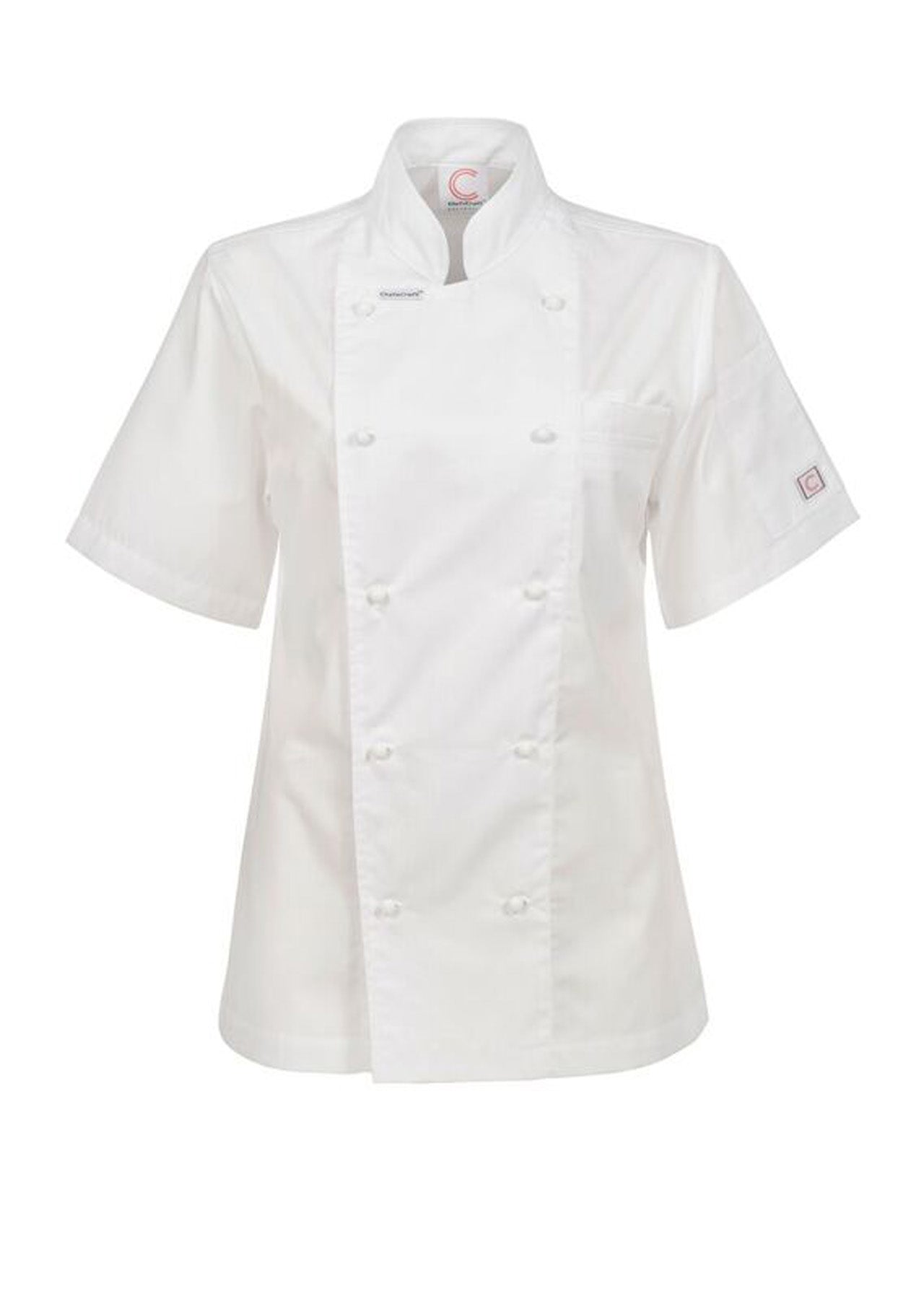 Chefscraft CJL22 Ladies Executive Short Sleeve Chefs Lightweight Jacket in White Jkt / White Buttons