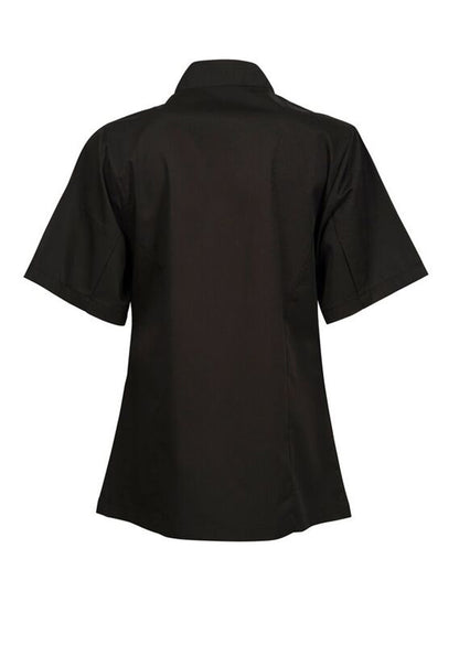 Chefscraft CJL22 Ladies Executive Short Sleeve Chefs Lightweight Jacket in Black Jkt / Black Buttons