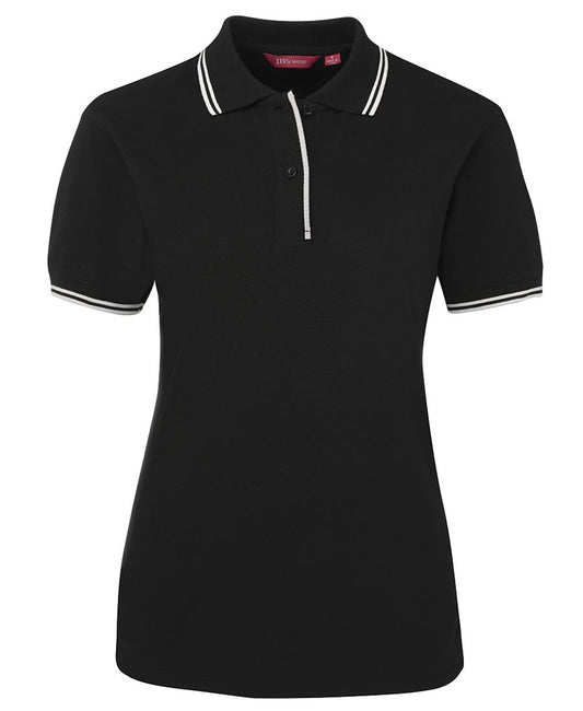 JB's Ladies Contrast Polo Black/White-16