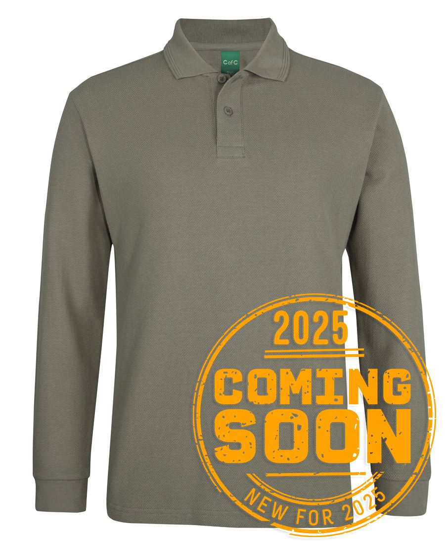 C of C L/S 320G Popcorn Cotton Polo Black