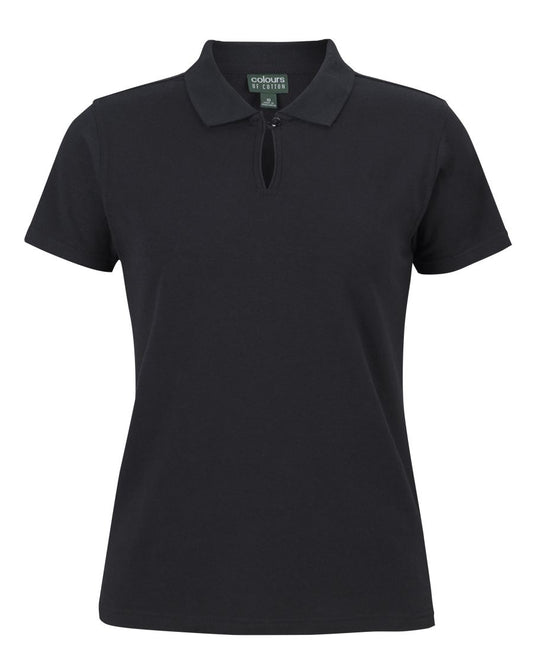 C of C Ladies Cotton S/S Stretch Polo Black