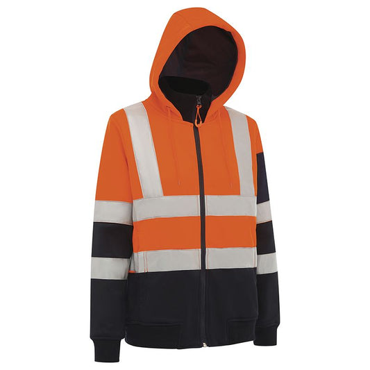 WORKIT Workwear Hi Vis Womens Full Zip Tech Fleece Taped Hoodie