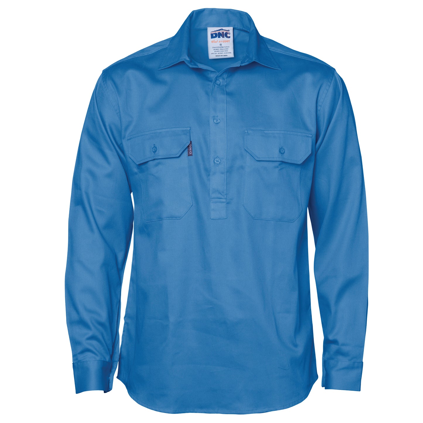 3204 Close Front Cotton Drill Shirt - Long Sleeve