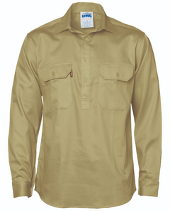 HiVis Close Front Cotton Drill Long & Gusset Sleeve