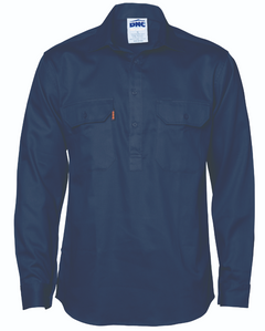 HiVis Close Front Cotton Drill Long & Gusset Sleeve