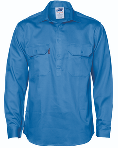 HiVis Close Front Cotton Drill Long & Gusset Sleeve