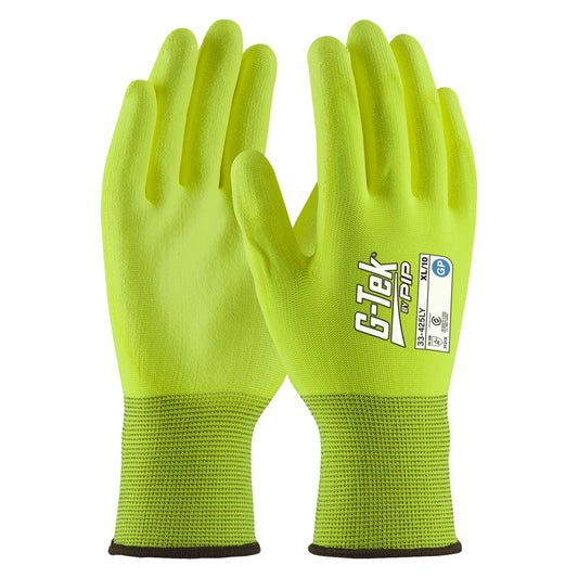 PIP G-Tek 13G Hi Vis Yellow GP Palm Dip Glove