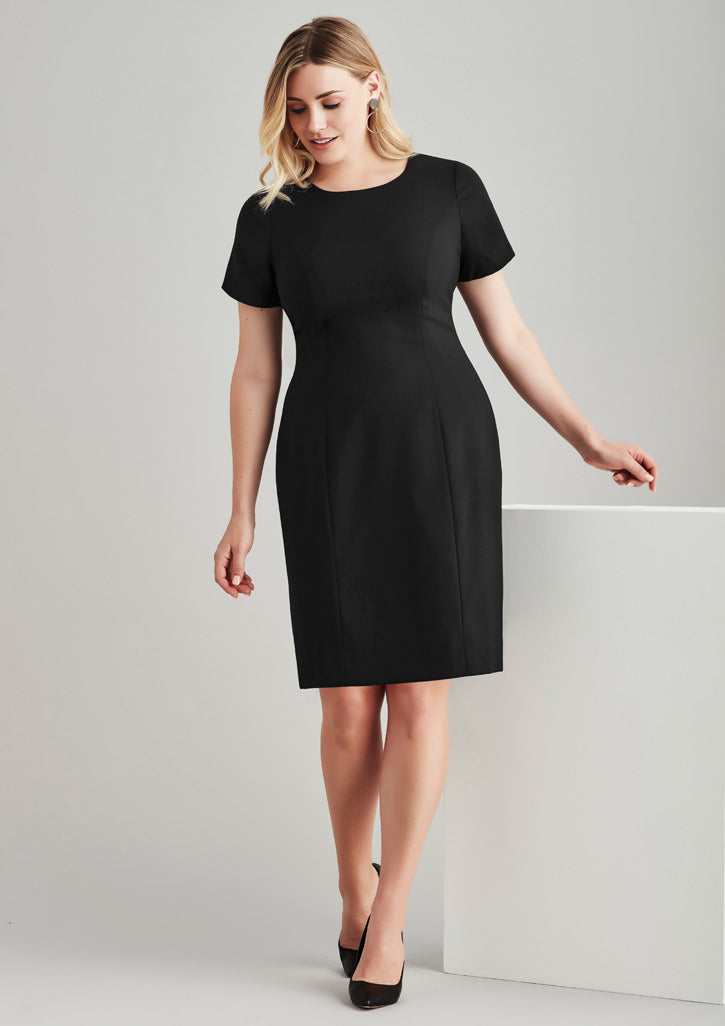 BizCorporate 34012 Womens Comfort Wool Stretch Short Sleeve Shift Dress