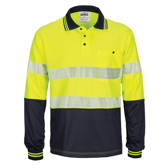3513 HIVIS Segment Taped Mircomesh Polo - Long Sleeve